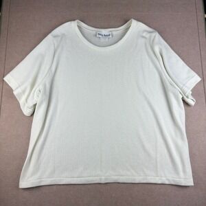 Vintage Sharon Anthony Womens 28W Cream Knit Short Sleeve Top USA Made